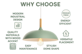 Modern Industrial Pendant Light – Green Kitchen Island Ceiling Lamp